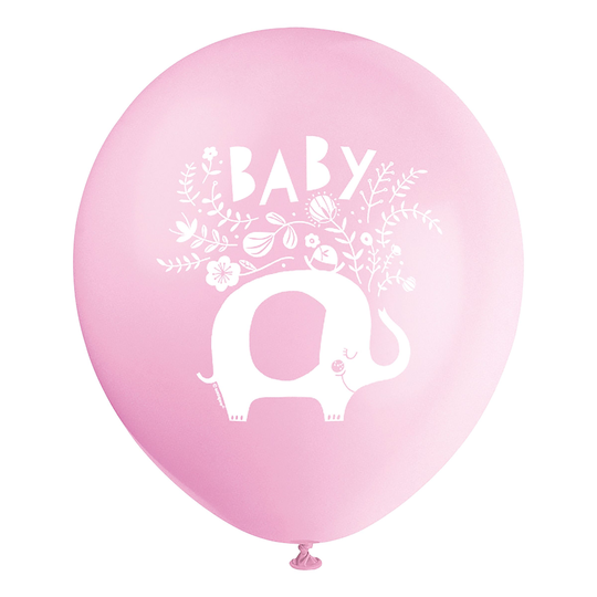 Ballonger Rosa Baby Elefant - 8-pack