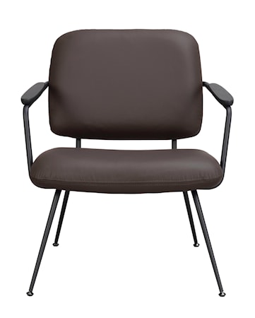Prescott Loungestol Brunt läder/svart metall