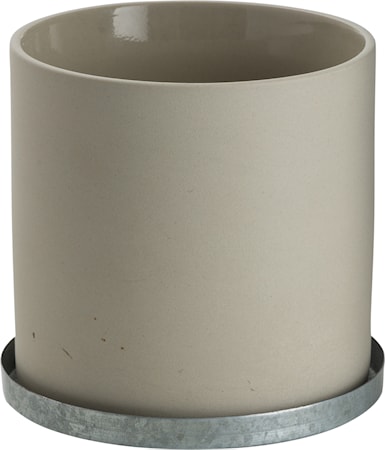 Kruka med zinkfat 12 cm - Natur