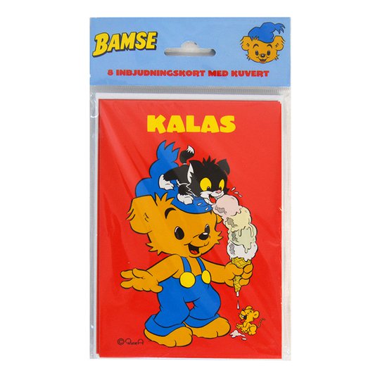 Inbjudningskort Bamse med Kuvert - 8-pack