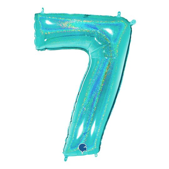 Sifferballong Glitter Turkos - Siffra 7