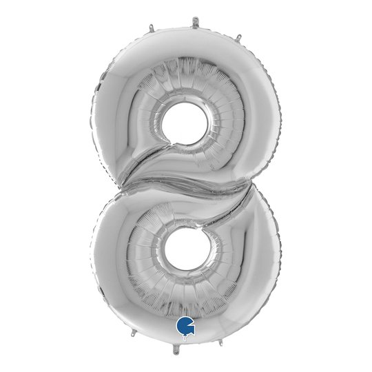 Sifferballong Silver Gigantisk - Siffra 8