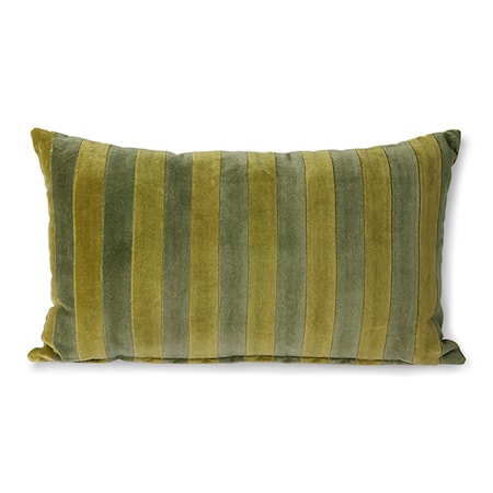 Striped Velvet Cushion Green/camo 30x50 cm
