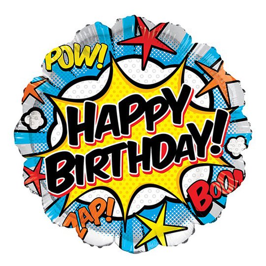 Folieballong Happy Birthday Comic