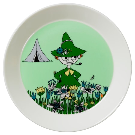 Mumin tallrik 19 cm Snusmumriken grön