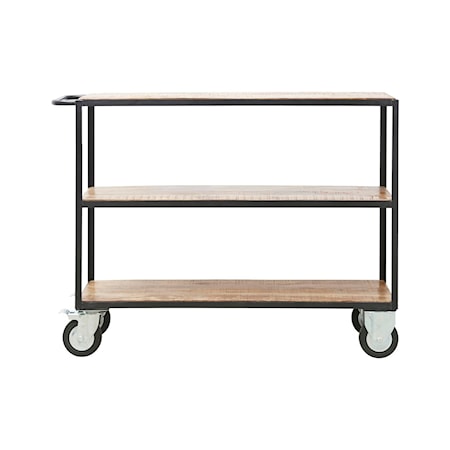 Hyllsystem 4 hjul H98 cm - Svart/Trä