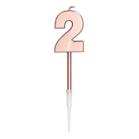 Tårtljus Roséguld Metallic - Siffra 2