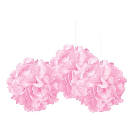 Pom Pom Mini Ljusrosa Hängande Dekoration - 3-pack
