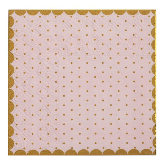 Servetter Prickiga Guld/Rosa - 20-pack