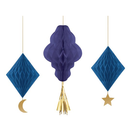 Honeycombs Eid Mubarak Hängande Dekoration - 3-pack