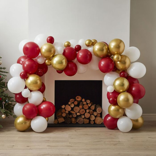 Ballongbåge Vit/Guld/Röd