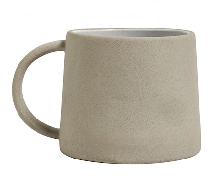 Mugg Stengods Bred handtag Beige/Vit