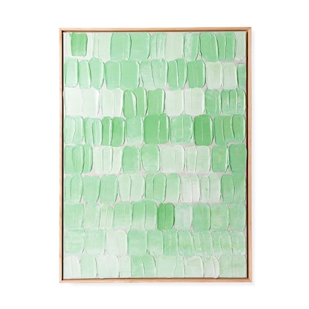Inramad Tavla Grön palette abstract 75x100 cm