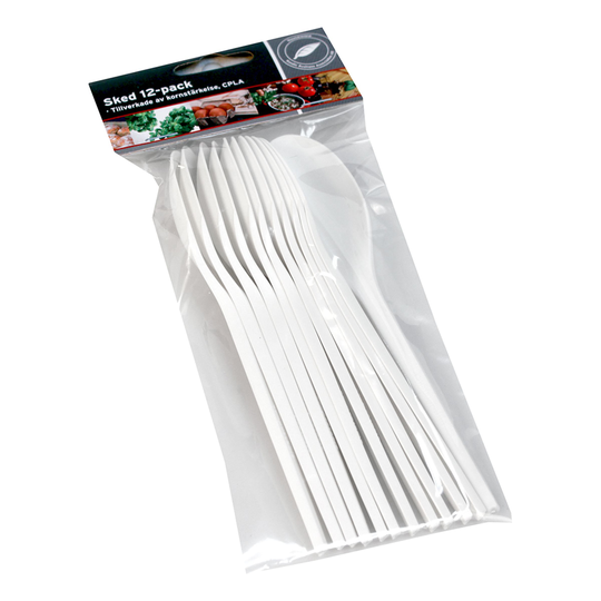 Vita Skedar i Plast - 12-pack