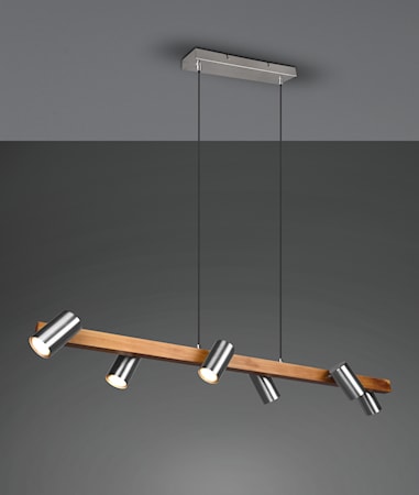 Marley Taklampa 115 cm 6L 6xGU10 Borstat stål/Trä