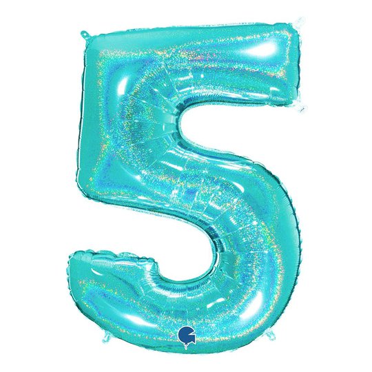 Sifferballong Glitter Turkos - Siffra 5