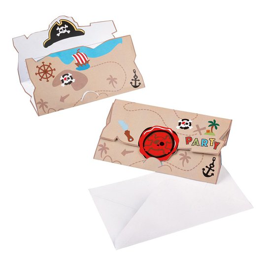 Inbjudningskort Pirat Jolly Roger - 8-pack