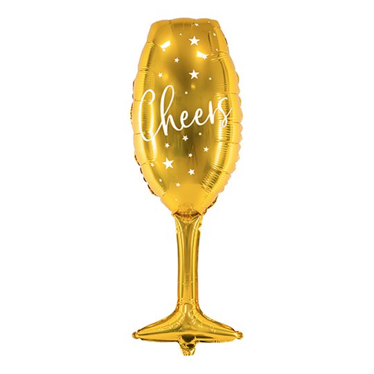 Folieballong Cheers Champagneglas Guld - 1-pack
