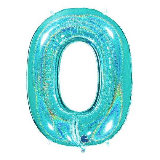 Sifferballong Glitter Turkos - Siffra 0