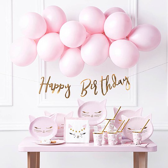 Dekorationspaket Happy Birthday Katt Rosa