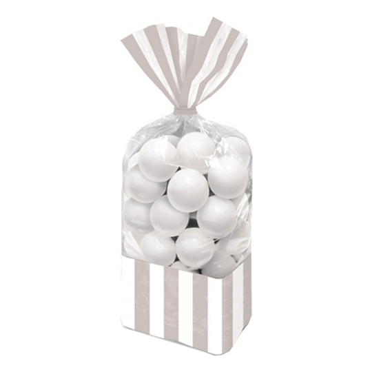 Cellofanpåsar Randiga Silver - 10-pack
