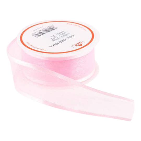 Ballongsnöre Organza Ljusrosa - 25m x 40mm