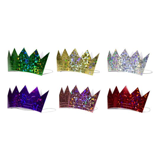 Partyhattar Kungakrona Holografiska Flerfärgade - 6-pack