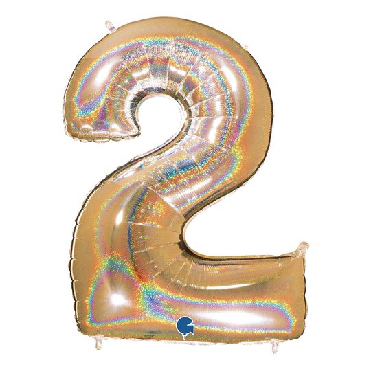 Sifferballong Glitter Guld - Siffra 2