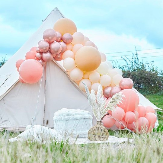 Ballongbåge Persika/Roséguld Kit