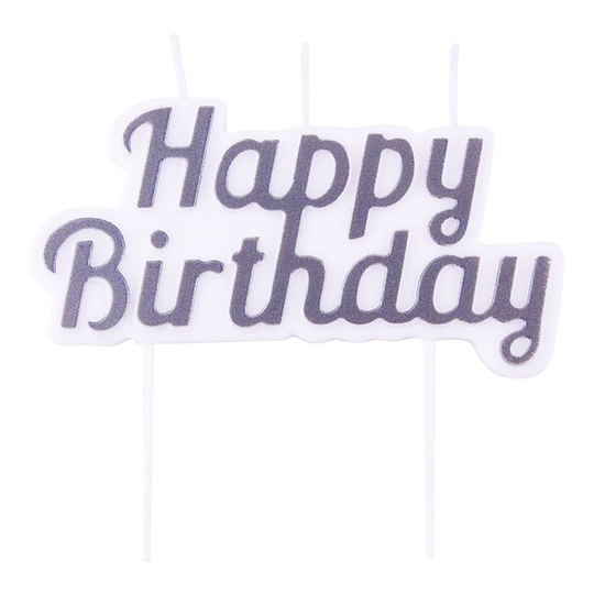 PME Tårtljus Happy Birthday Silver