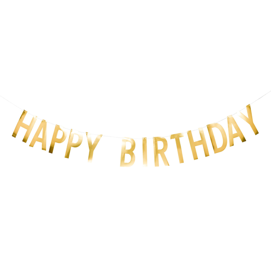 Girlang Happy Birthday Guldfolie
