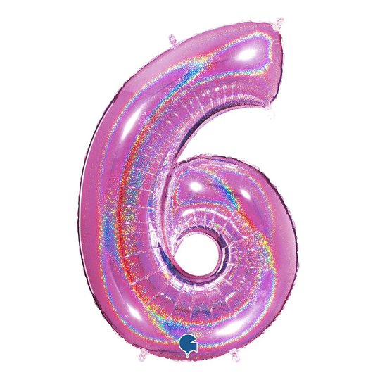 Sifferballong Glitter Rosa - Siffra 6