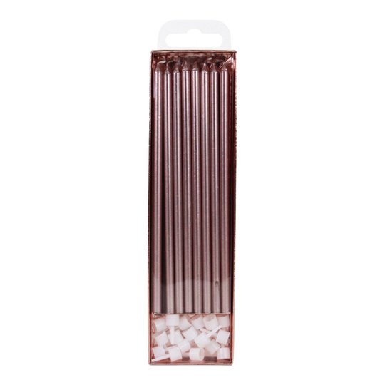 Extra Långa Tårtljus Roséguld - 16-pack