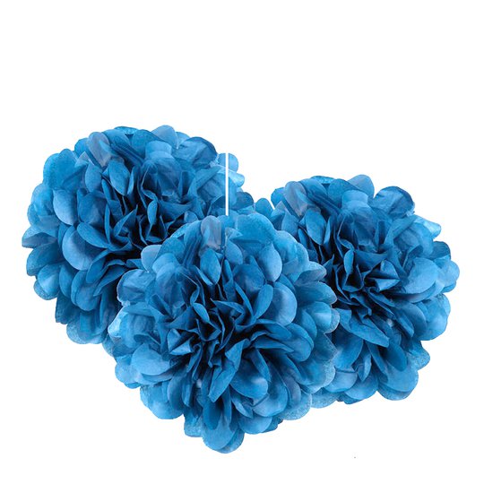 Pom Pom Mini Blå Hängande Dekoration - 3-pack