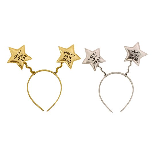 Diadem med Stjärnor Happy New Year Silver/Guld