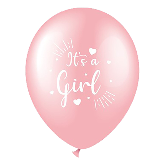 Latexballonger Its a Girl Rosa - 6-pack
