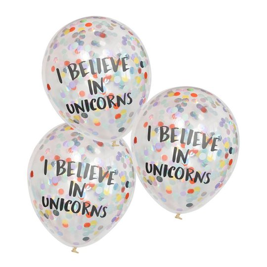 Konfettiballonger I Believe In Unicorns - 5-pack