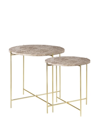 Freja Bord Marmor Set om 2 Caramel/Mässing