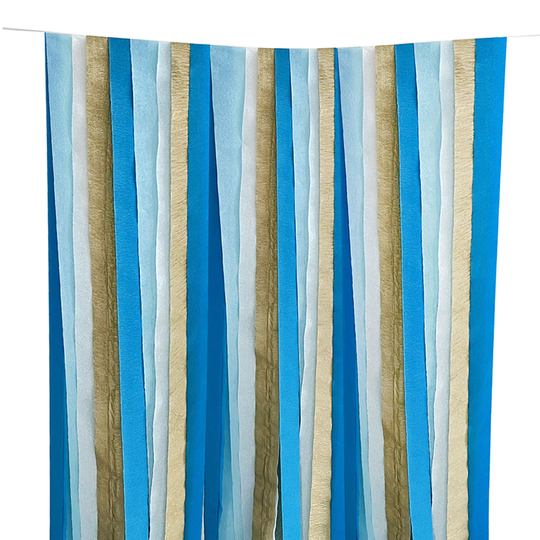 Backdrop Streamers Blå/Guld/Vit