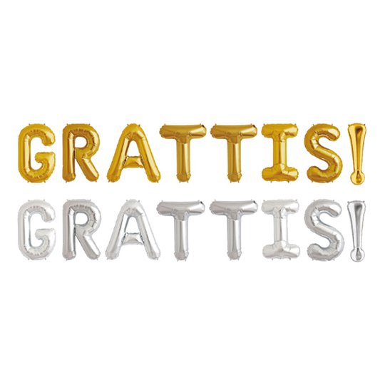 Bokstavsballonger Grattis! - Guld