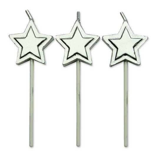 Tårtljus Stjärnor Silver - 8-pack