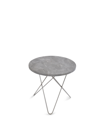Mini O Table Grå Marmor med Rostfri Stålram Ø40