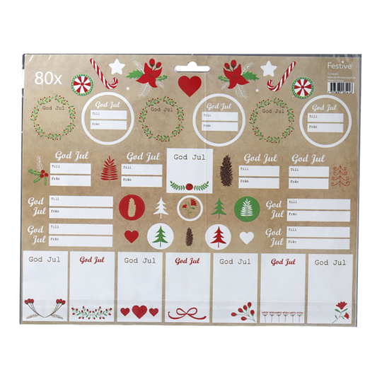 Jullappsetiketter - 80-pack