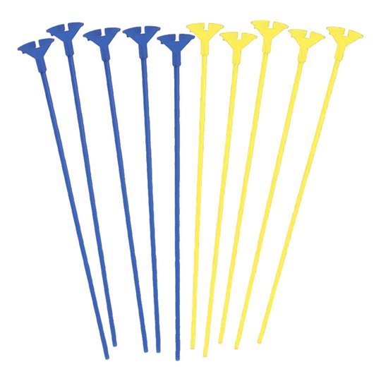 Ballongpinnar med Hållare Blå/Gula - 10-pack
