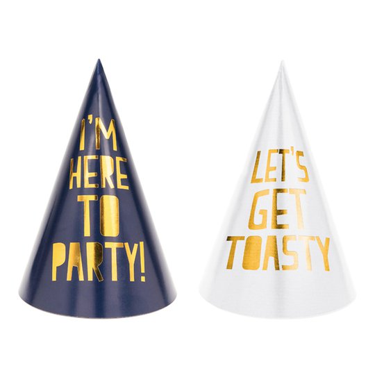 Partyhattar Celebrate Mörkblå/Vita - 6-pack