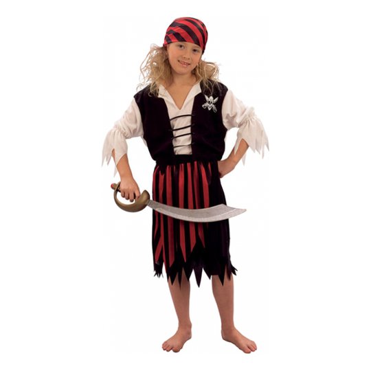Randig Piratflicka Barn Maskeraddräkt - Small