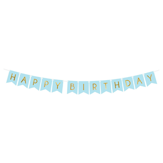 Blå Vimpelgirlang Happy Birthday