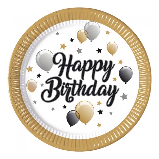 Papperstallrikar Happy Birthday Ballonger - 8-pack