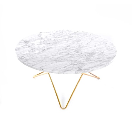 O Table Matt Vit Marmor med Mässingram Ø80