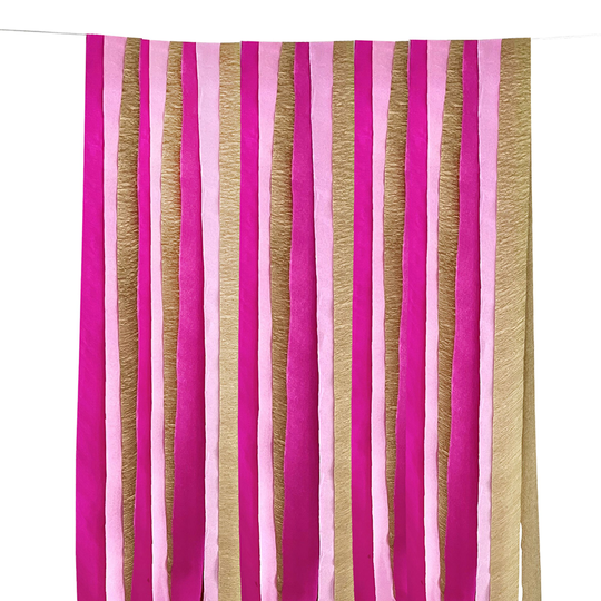 Backdrop Streamers Rosa/Guld/Vit